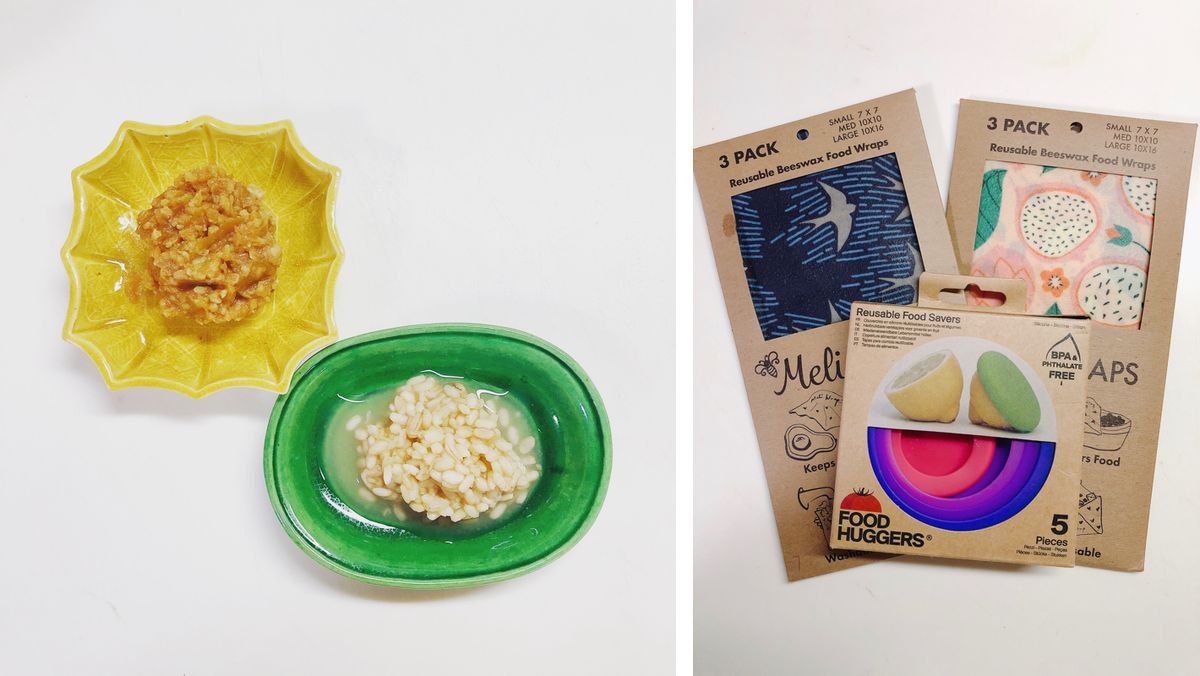 いただいた手づくり味噌と自家製塩麹、ミツロウラップとBPAフリーのシリコンラップ