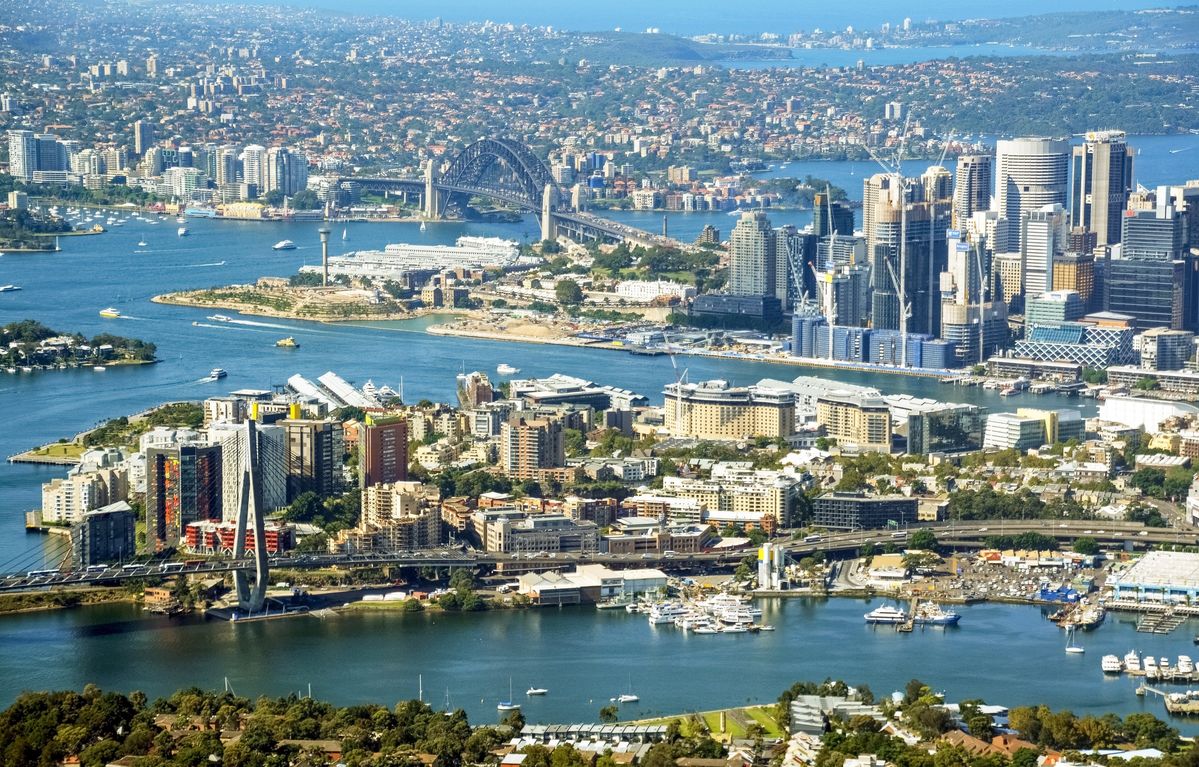 ビルが立ち並ぶシドニーの中心地