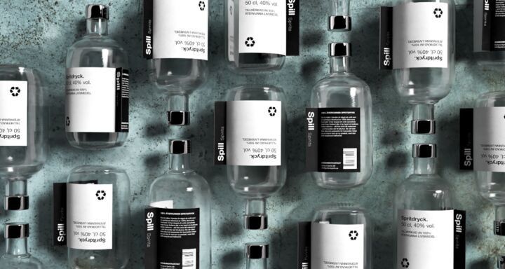 テーブルに並べられた、食品廃棄物からつくったジン「SPILL」