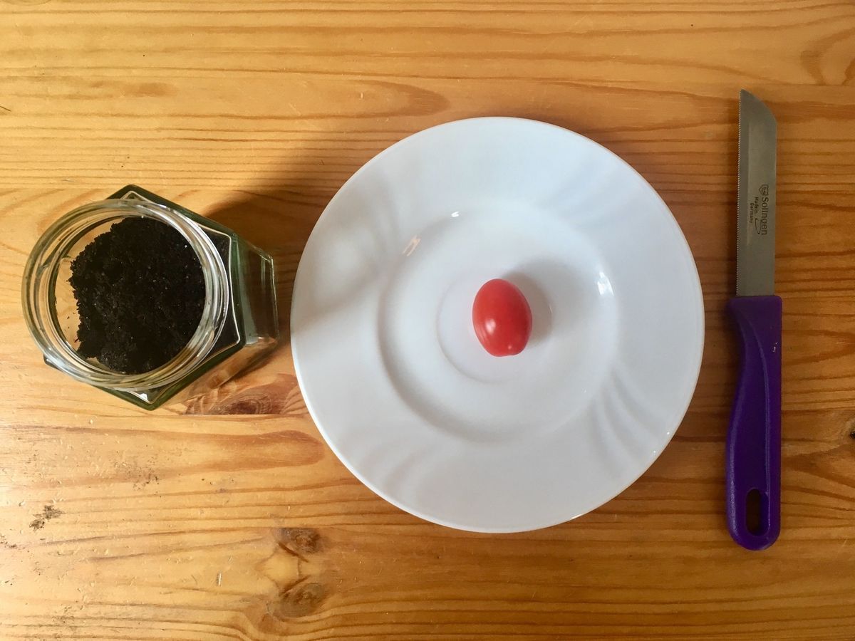 ミニトマトと土とナイフ