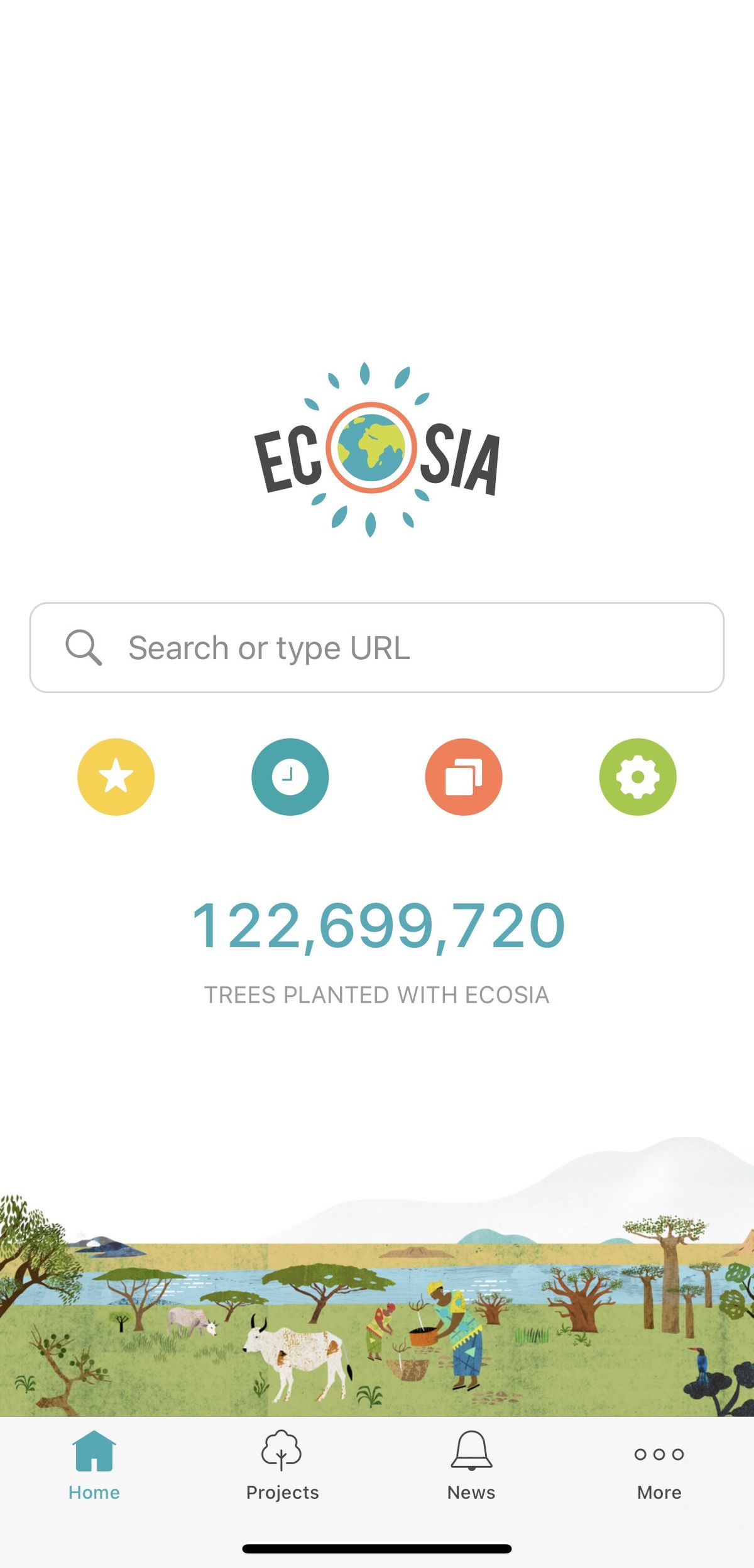 Ecosiaの検索画面