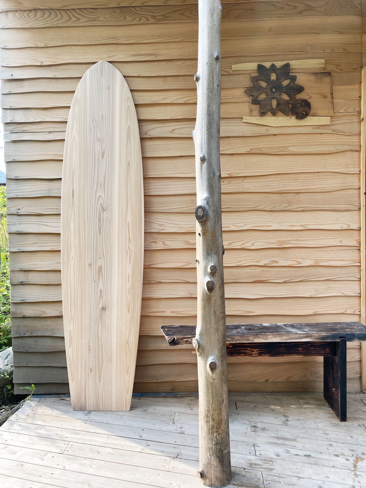 サーフボードと杉の木