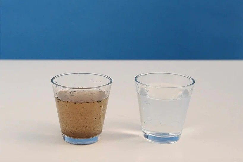 汚れた水と「JERRY」をつかった後の水比較