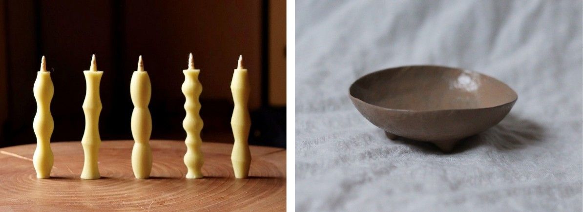 （左）高澤ろうそく店（右）桐本滉平漆芸工房