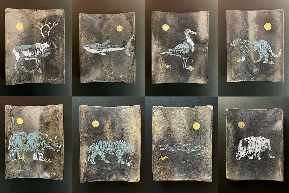 瓦を再利用したアップサイクルアート