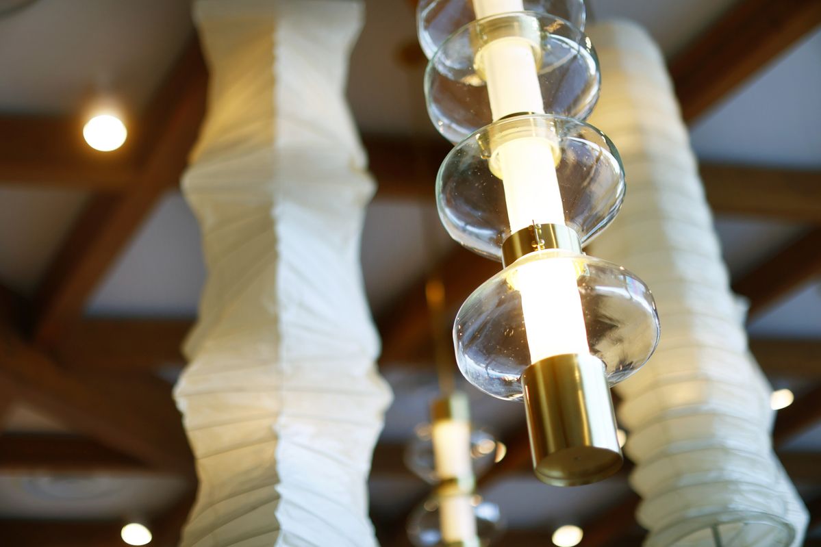 リサイクルガラス、和紙の照明