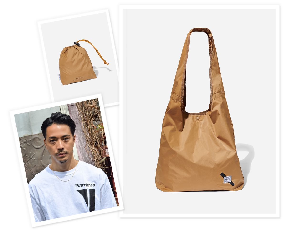 鈴木真悟さんの写真とSATURDAYS NYC×POTERのコラボトート