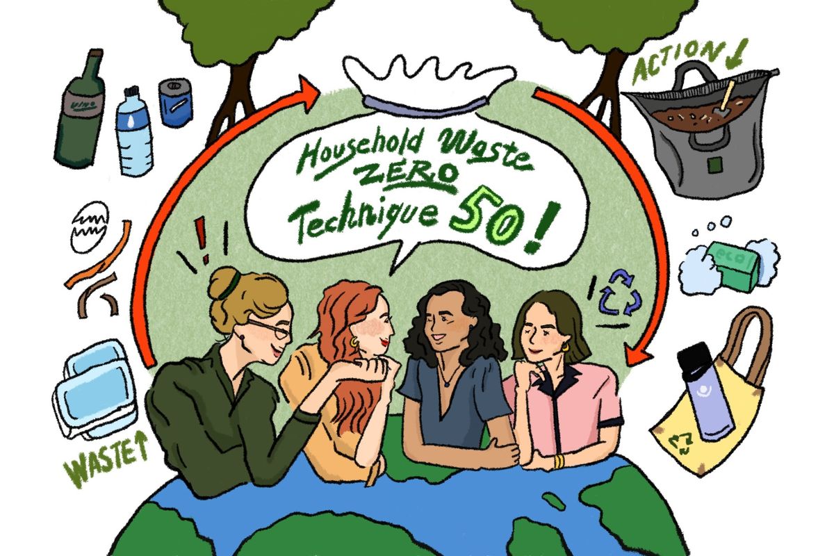 家庭ごみを減らすを表現したイラスト