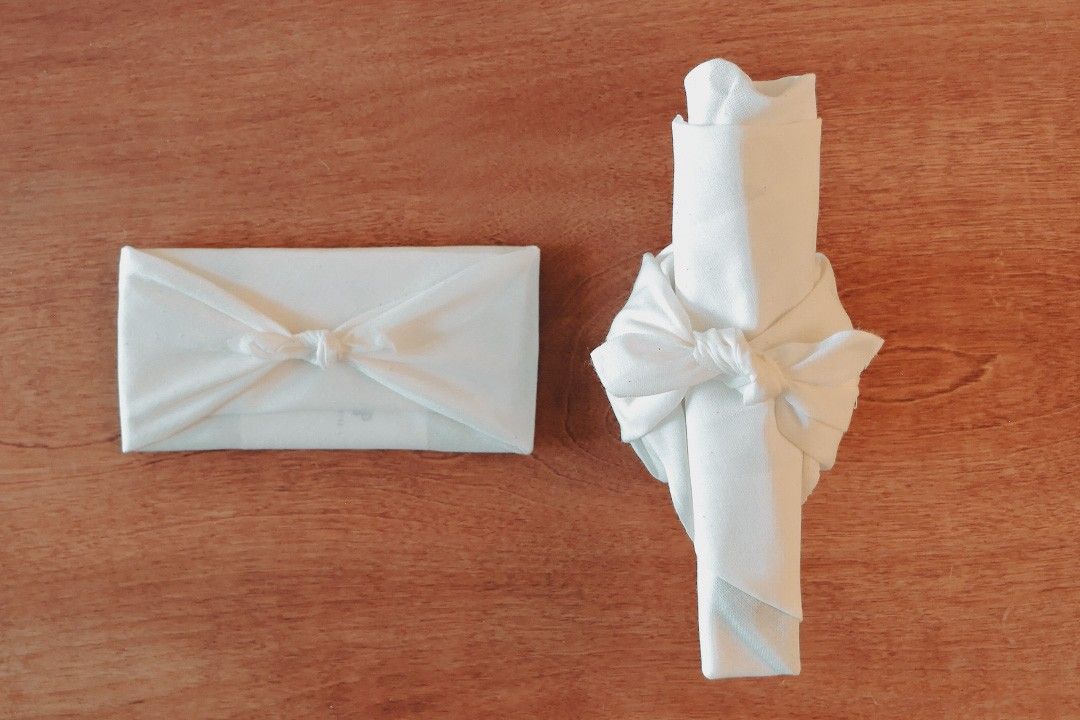 和晒を使ったサステナブル&おしゃれなラッピング方法、風呂敷風