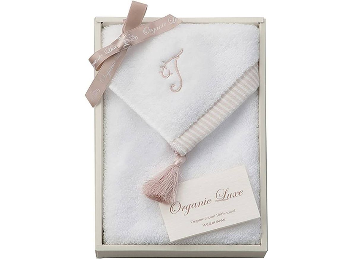 オーガニックコットン タオル イニシャル タオルハンカチ ギフト 日本製