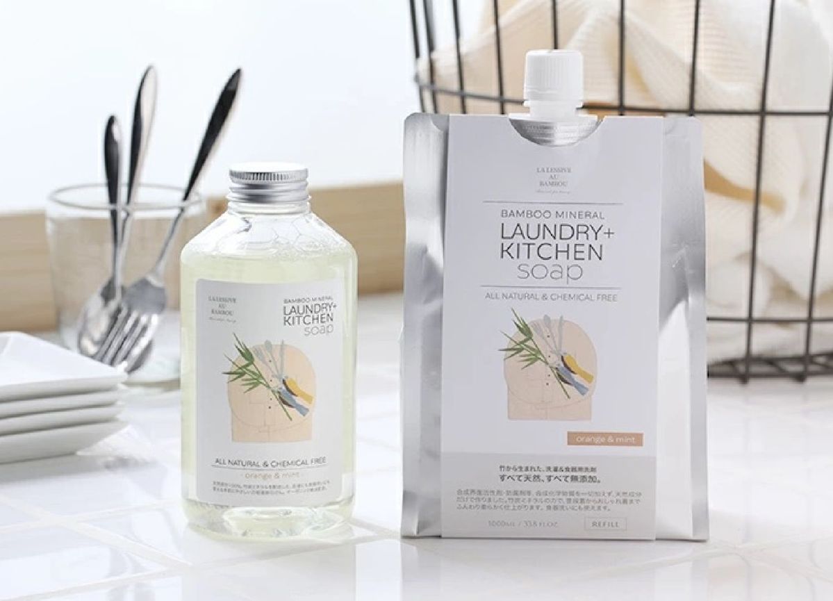 環境にやさしい食器用洗剤「LA LESSIVE AU BAMBOU」のボトル