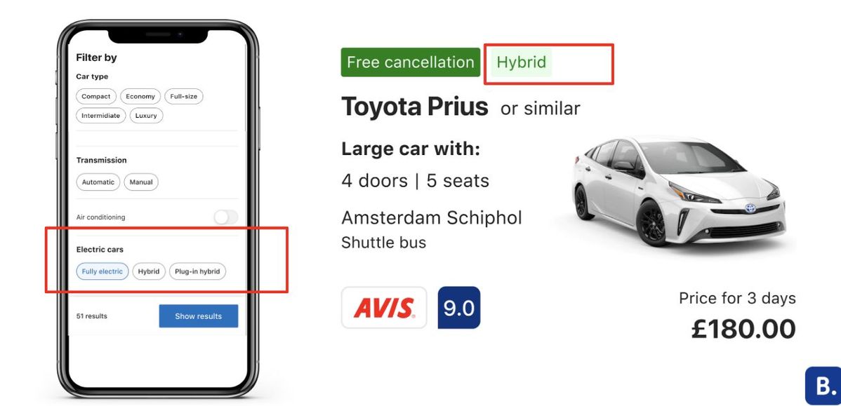 レンタカー検索の画面