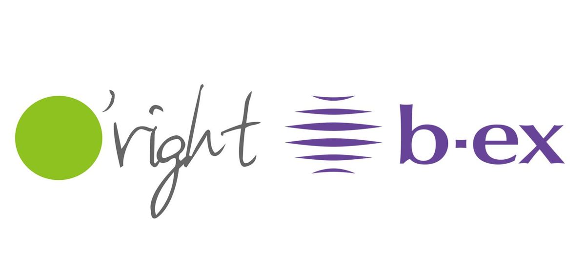 台湾発の「O’right（オーライト）」と、ロレッタ、スロウなどのヘアケアブランドを展開する「b-ex」のロゴ