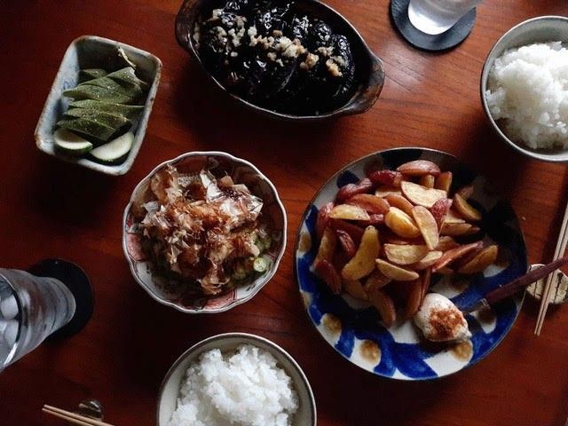 穫った野菜でつくった料理