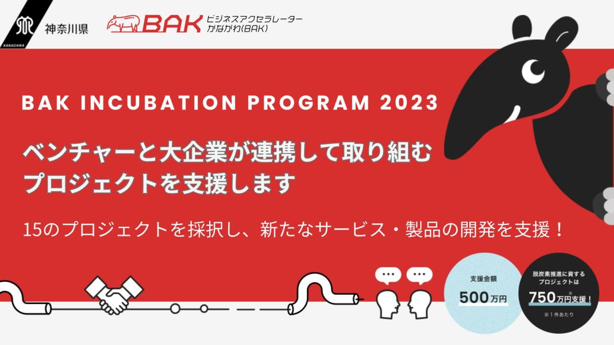 「ビジネスアクセラレーターかながわ」による支援のキービジュアル