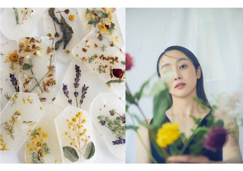 ドライフラワー入りオーガニック石鹸と泉見氏