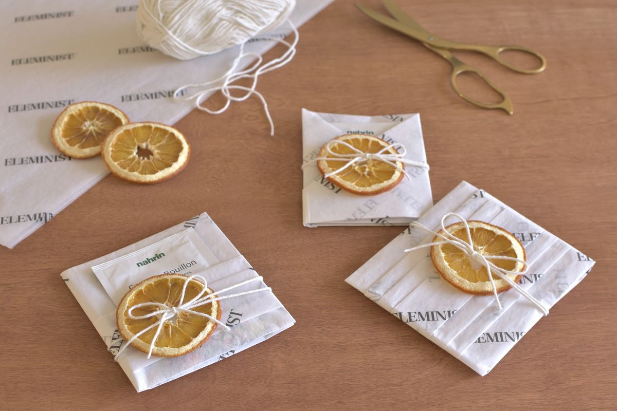 ドライオレンジを使ったエコなラッピングのアイデア