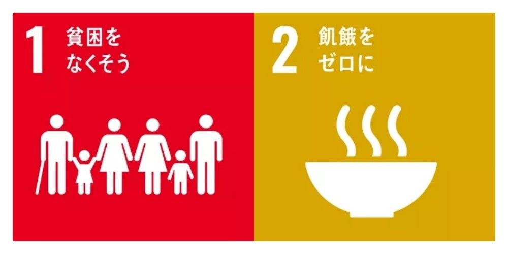 SDGs目標1と目標2のアイコン