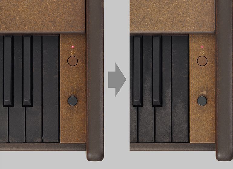 鍵盤とボードの経年変化を表す写真