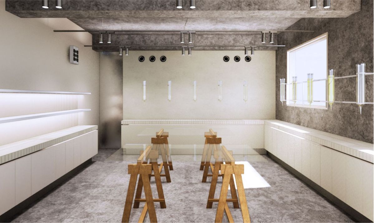 店舗２階のハーブブレンダーラボ