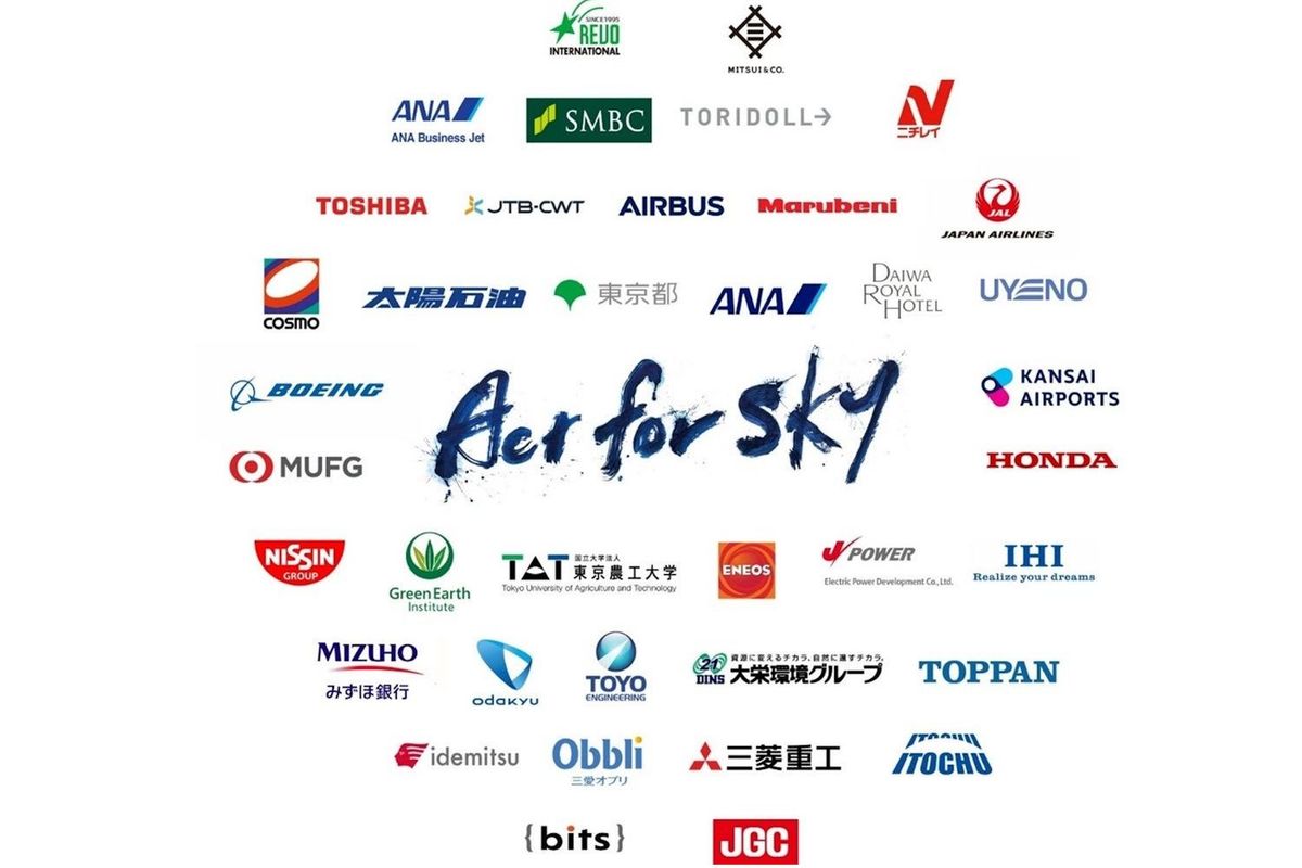 国産SAFの普及の取り組む「ACT FOR SKY」のロゴと、参画する企業や団体