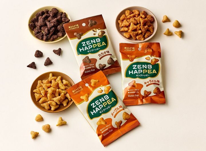 豆でできたザクっと食感のパフスナック「ZENB HAPPEA」が新発売