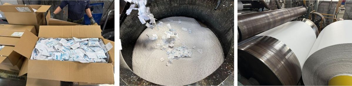 レンズ包装紙がノートになるまでの工程写真