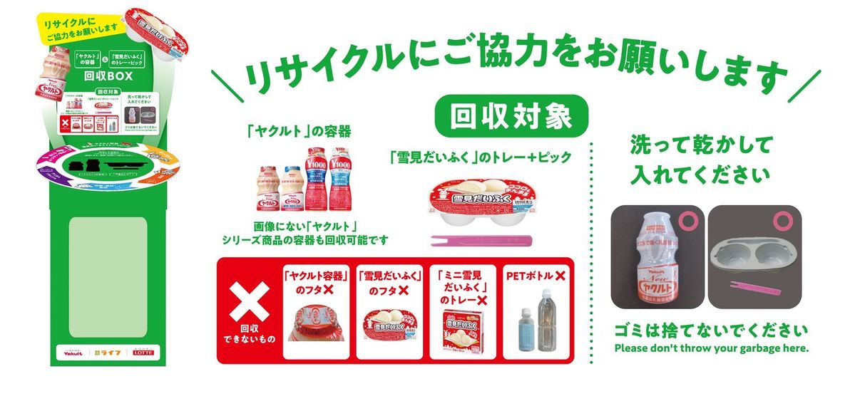 「ヤクルト」の容器、「雪見だいふく」のトレー・ピック