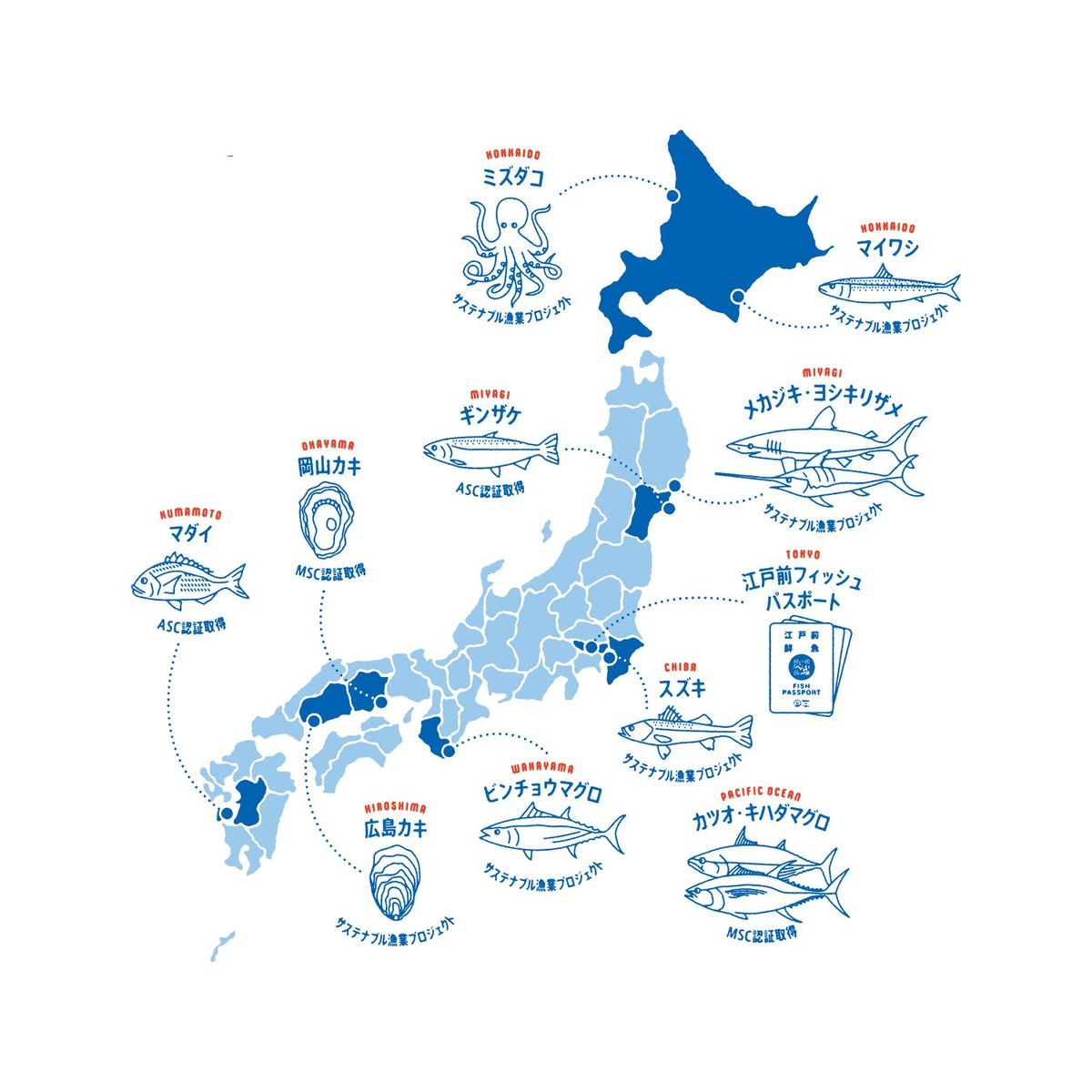 日本各地の漁業・養殖業現場マップ