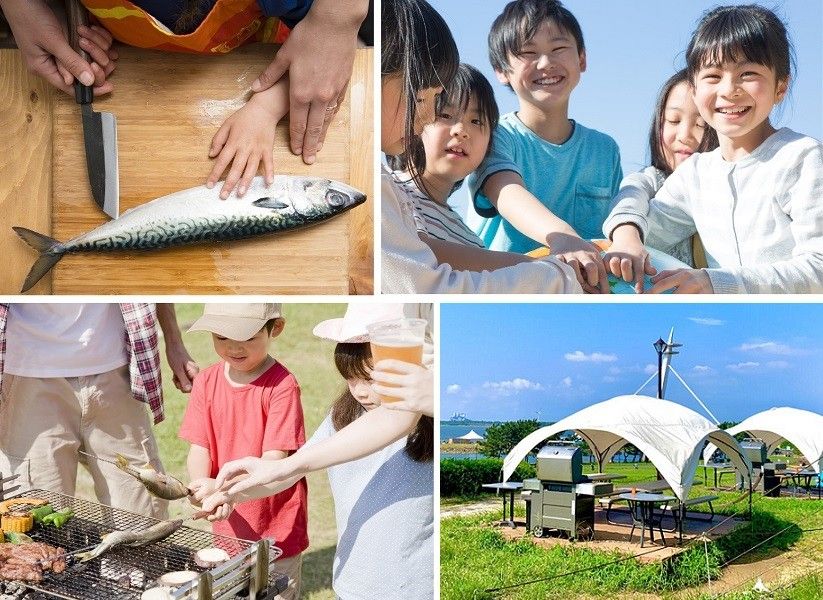 イベント会場の様子や魚を捌く様子