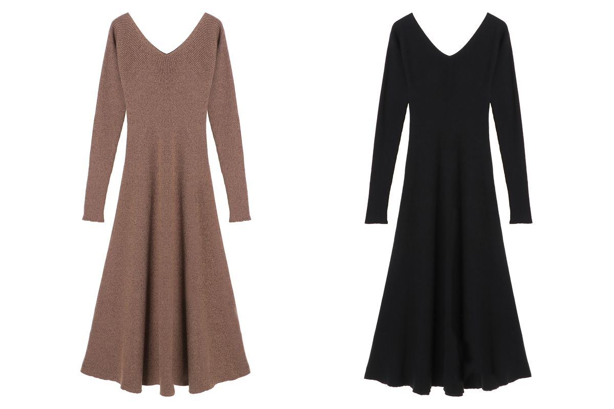 オーガニックコットンリブニットワンピースの白抜き画像