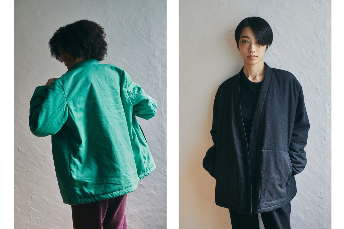 「カポックダウン羽織りジャケット」着用画像