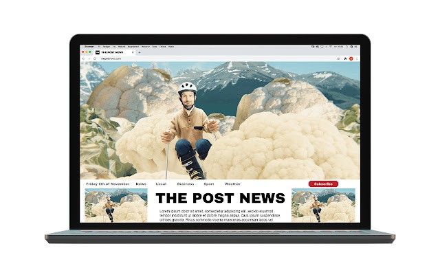 ブロッコリーの上を歩く男性