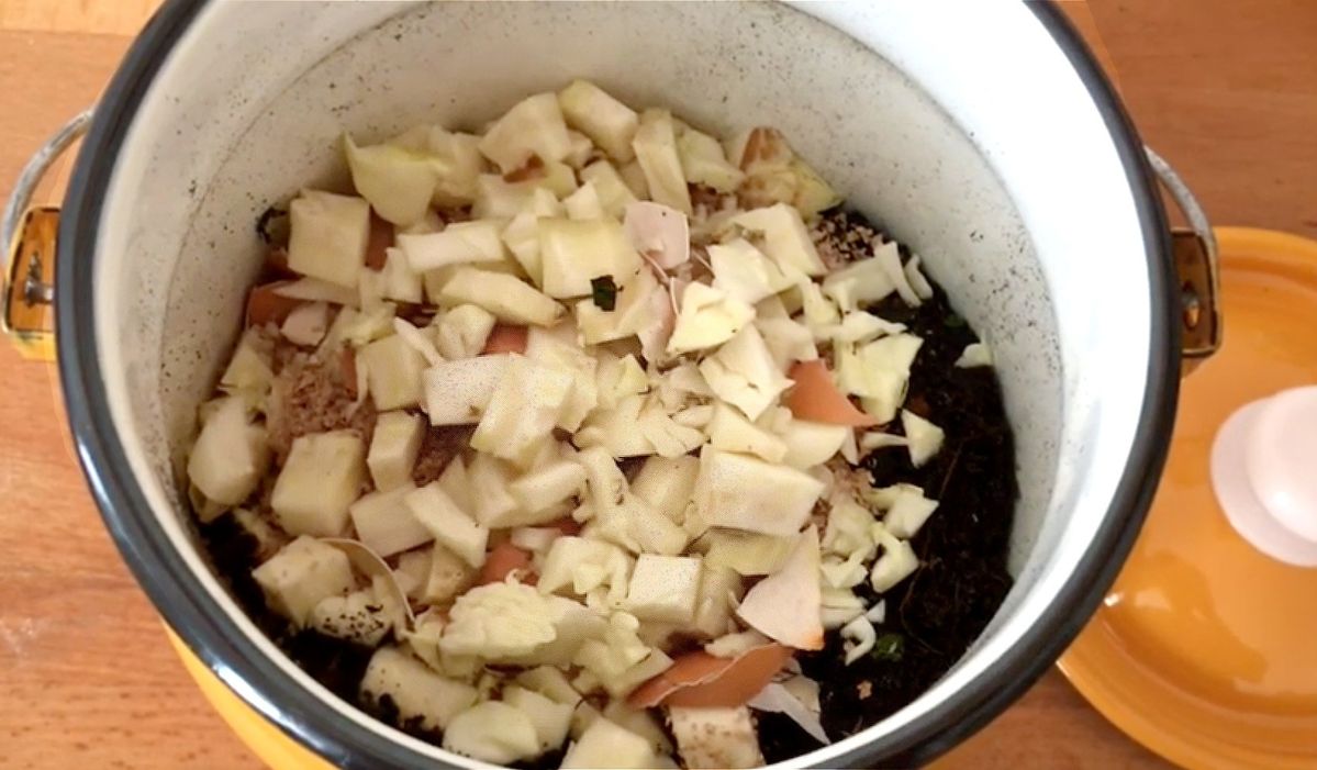 野菜の切りくずと土